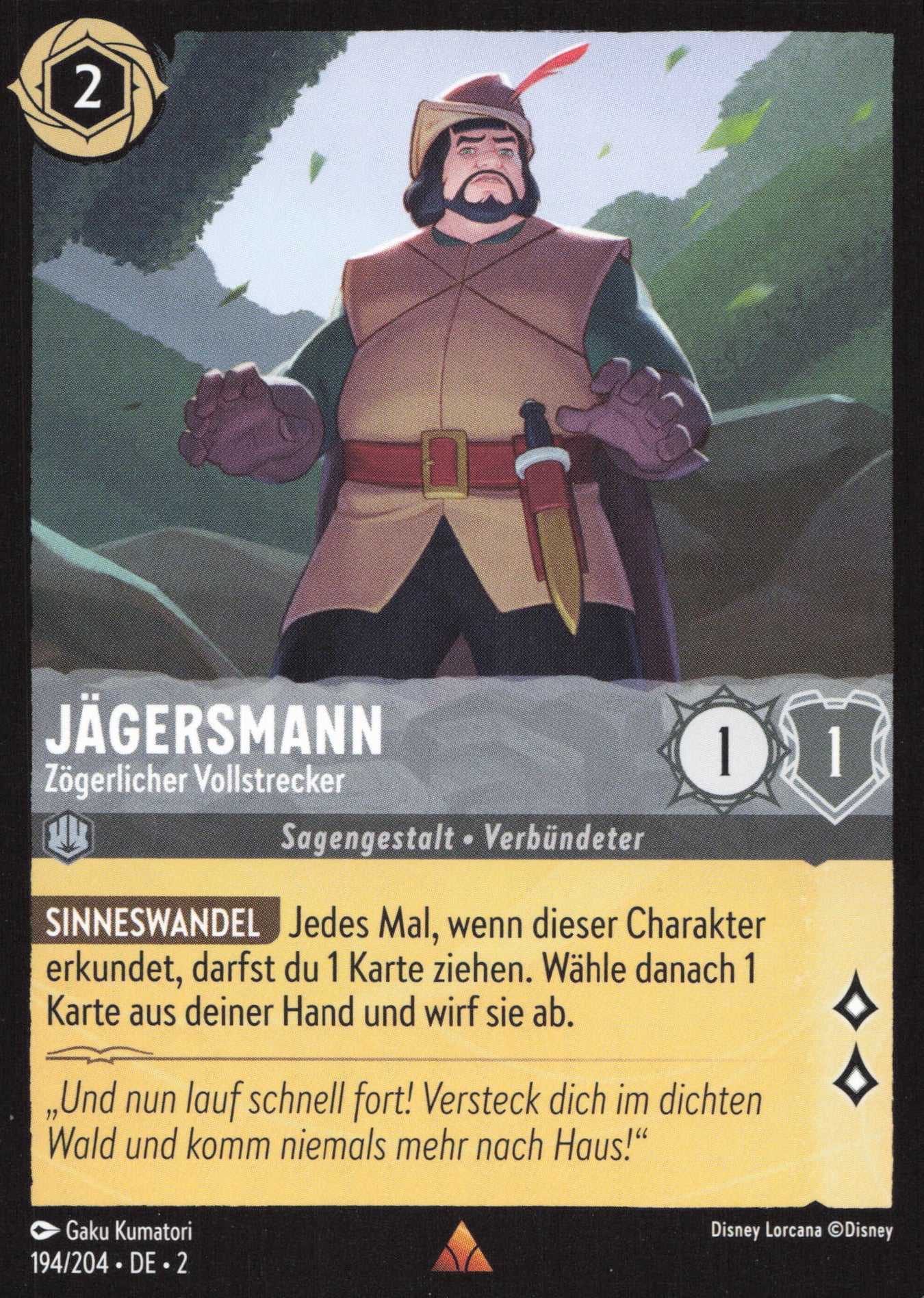 Alle Jägersmann Charakterkarten in Disney Lorcana