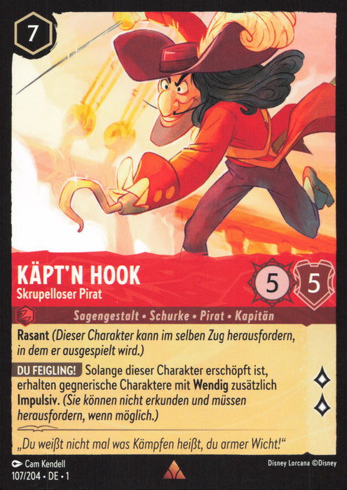 Käpt'n Hook - Skrupelloser Pirat 1TFC-107 Rare Deutsch