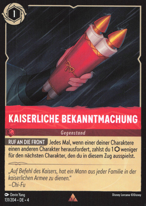 Kaiserliche Bekanntmachung 4URS-131 Rare Deutsch