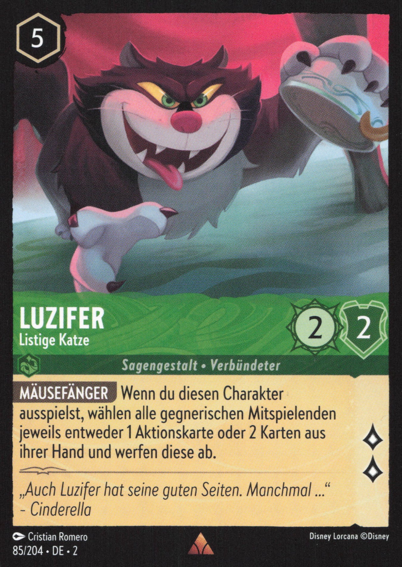 Alle Luzifer Charakterkarten in Disney Lorcana