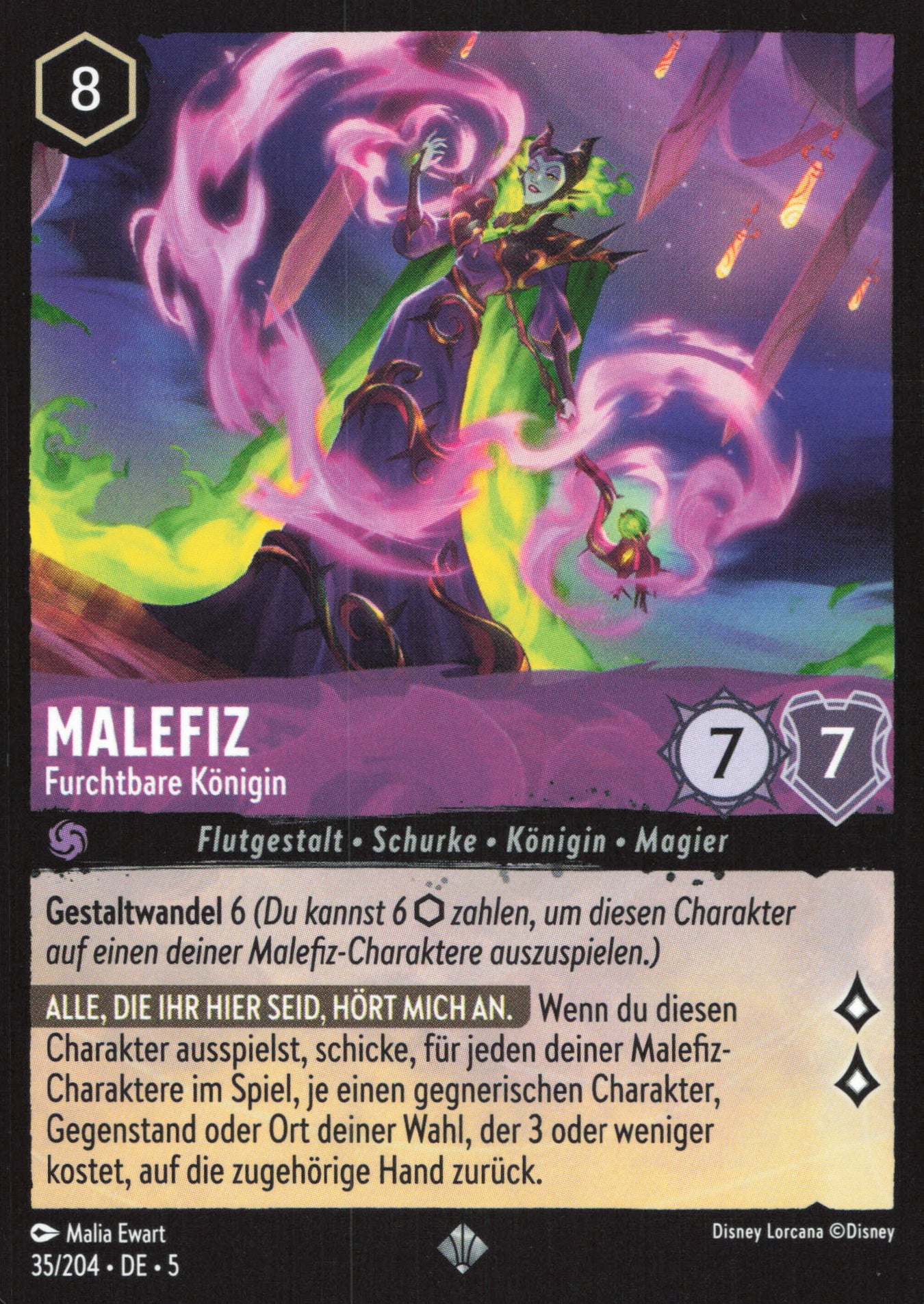 Alle Malefiz Charakterkarten in Disney Lorcana