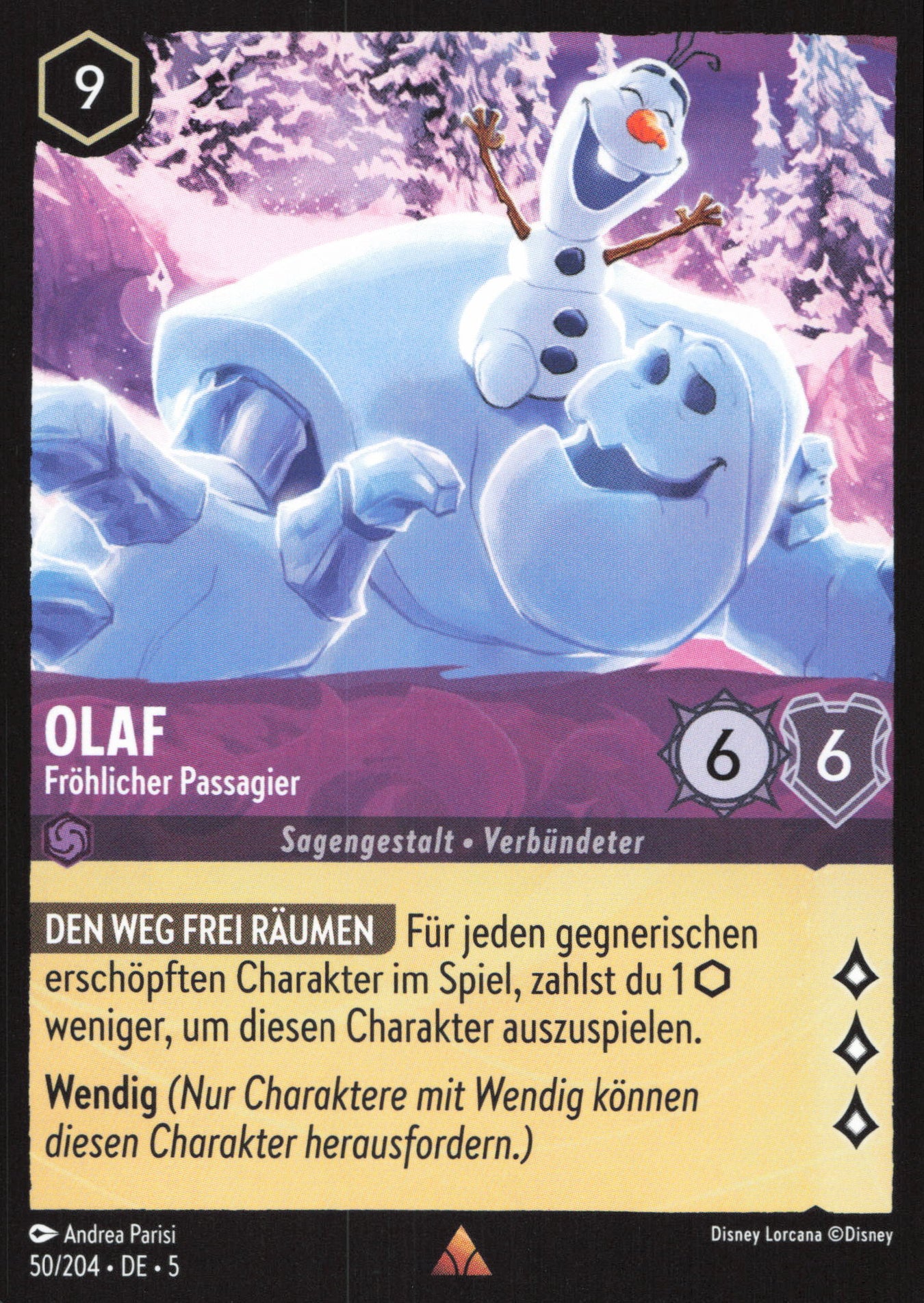 Alle Olaf Charakterkarten in Disney Lorcana