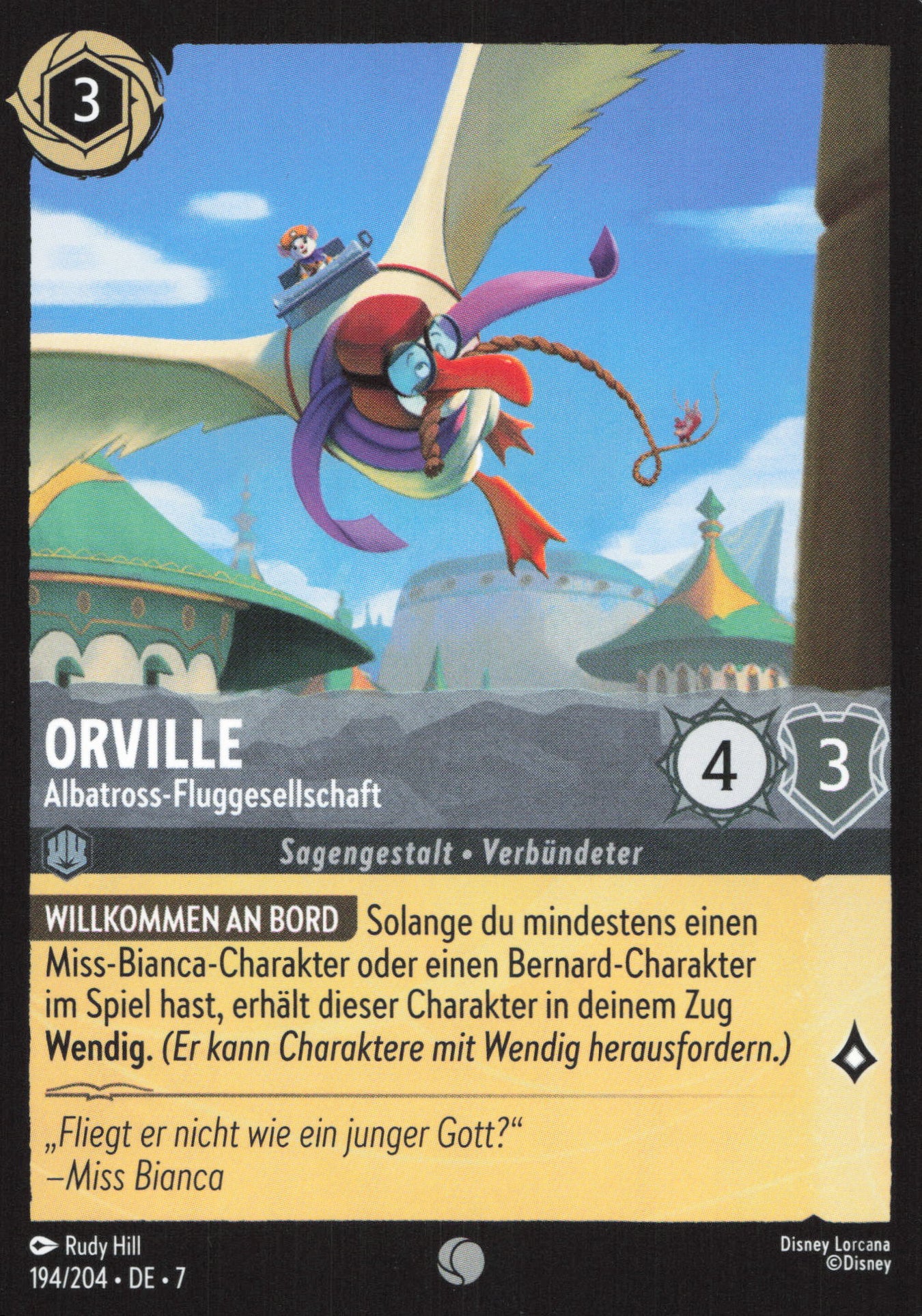 Alle Orville Charakterkarten in Disney Lorcana