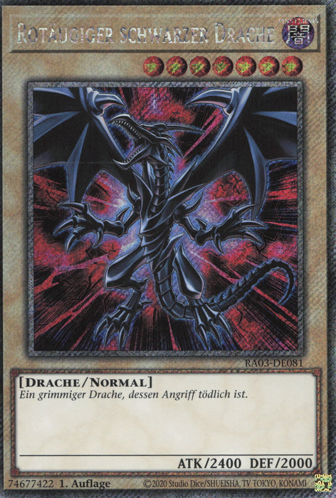 Rotäugiger schwarzer Drache (V.1) RA03-DE081 Platinum Secret Rare Deutsch