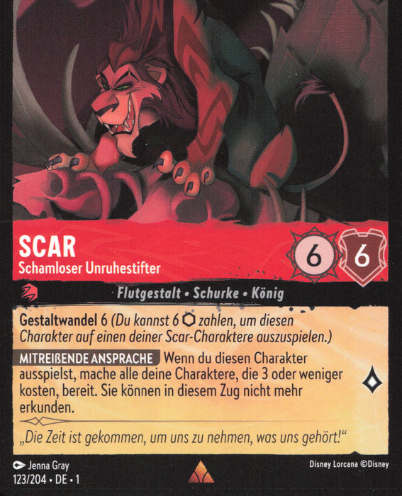 Scar - Schamloser Unruhestifter 1TFC-123 Rare Deutsch