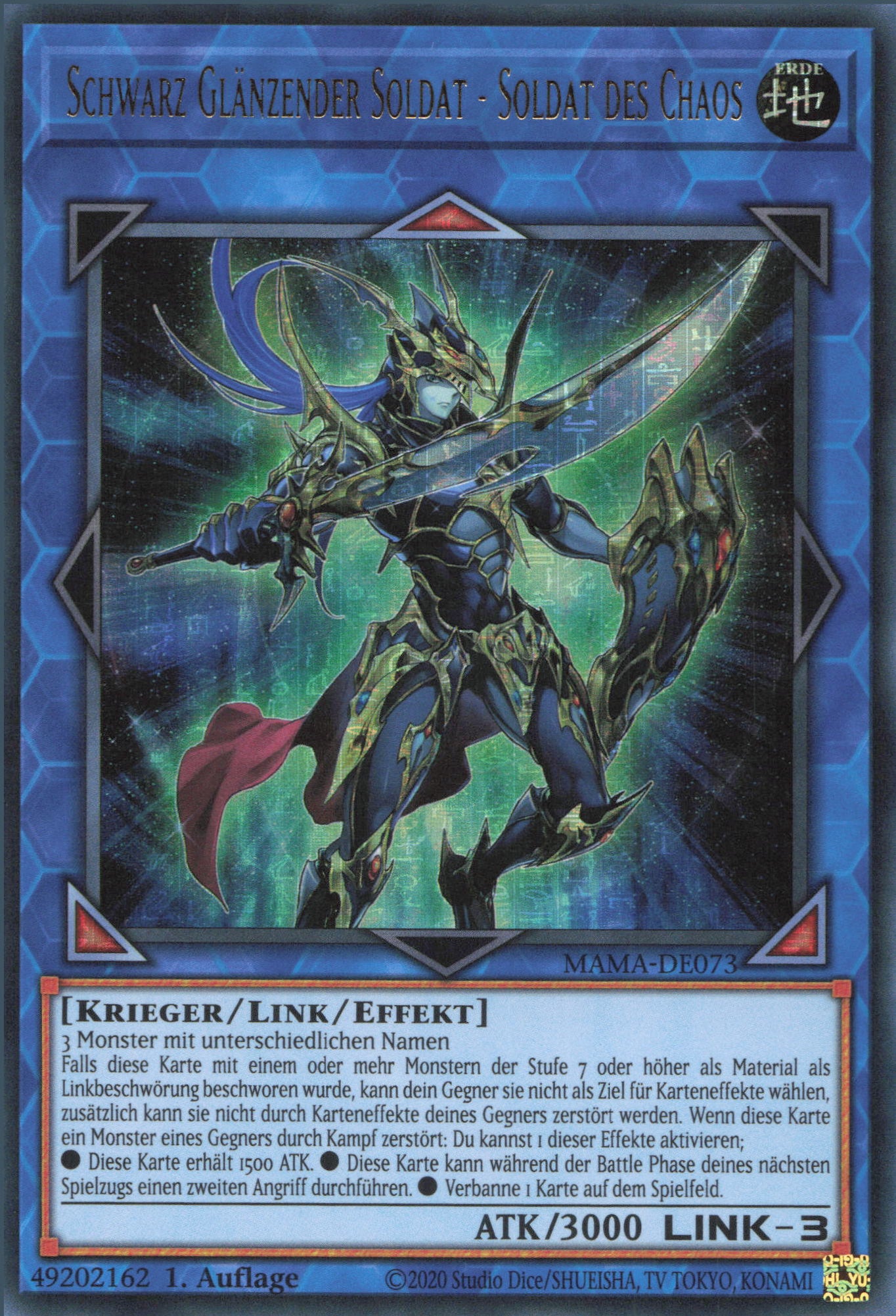YuGiOh Schwarz Glänzender Soldat - Gesandter Des Anfangs Ultra Rare 1. Auflage Deutsch