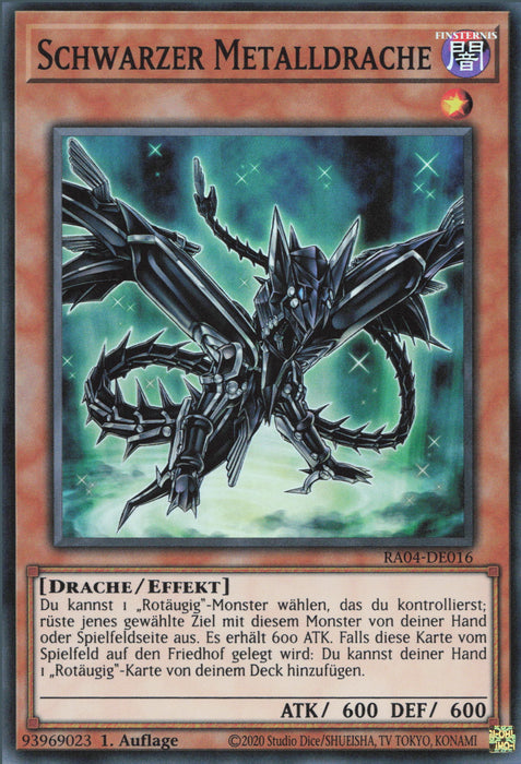 Schwarzer Metalldrache (V.1) RA04-DE016 Super Rare Deutsch