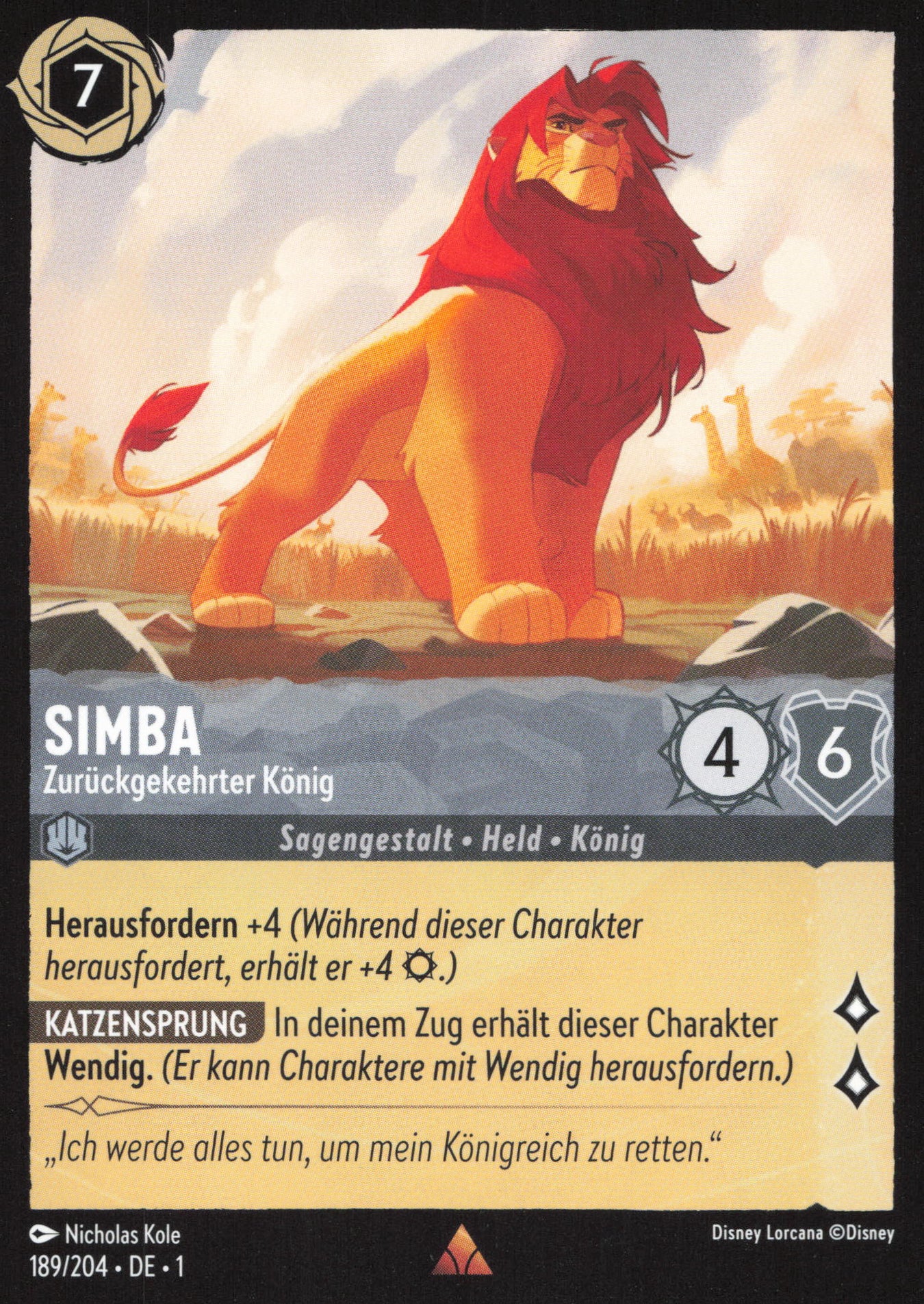 Alle Simba Charakterkarten in Disney Lorcana