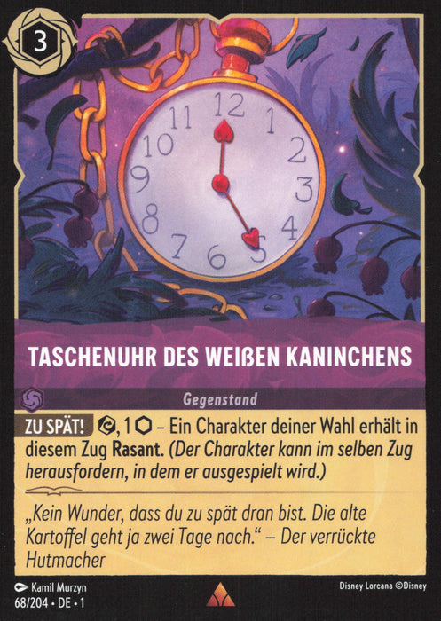 Taschenuhr Des Weißen Kaninchens 1TFC-068 Rare Deutsch