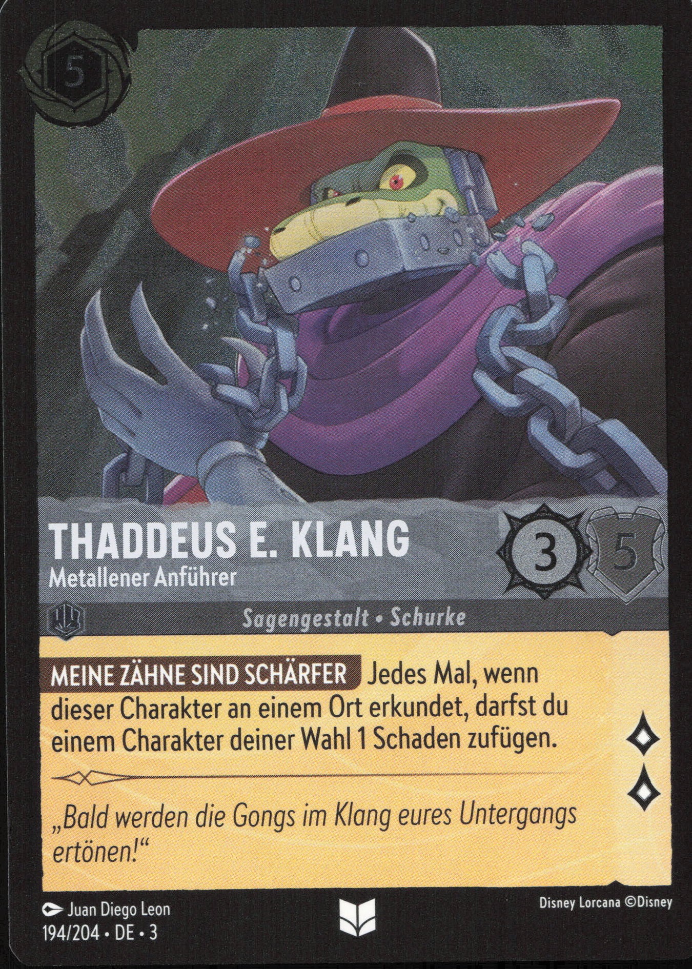 Alle Thaddeus E. Klang Charakterkarten in Disney Lorcana