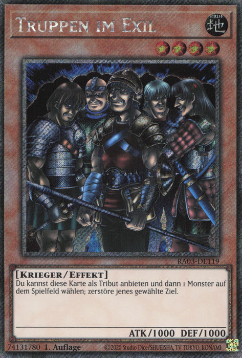 Truppen im Exil (V.1) RA03-DE119 Platinum Secret Rare Deutsch