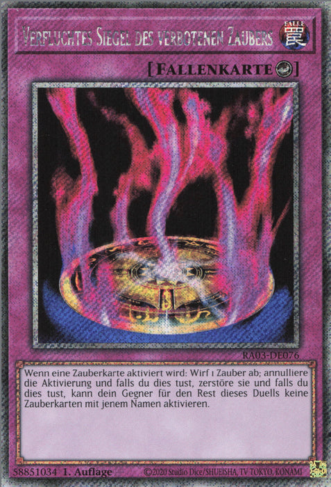 Verfluchtes Siegel des verbotenen Zaubers (V.4) RA03-DE076 Platinum Secret Rare Deutsch