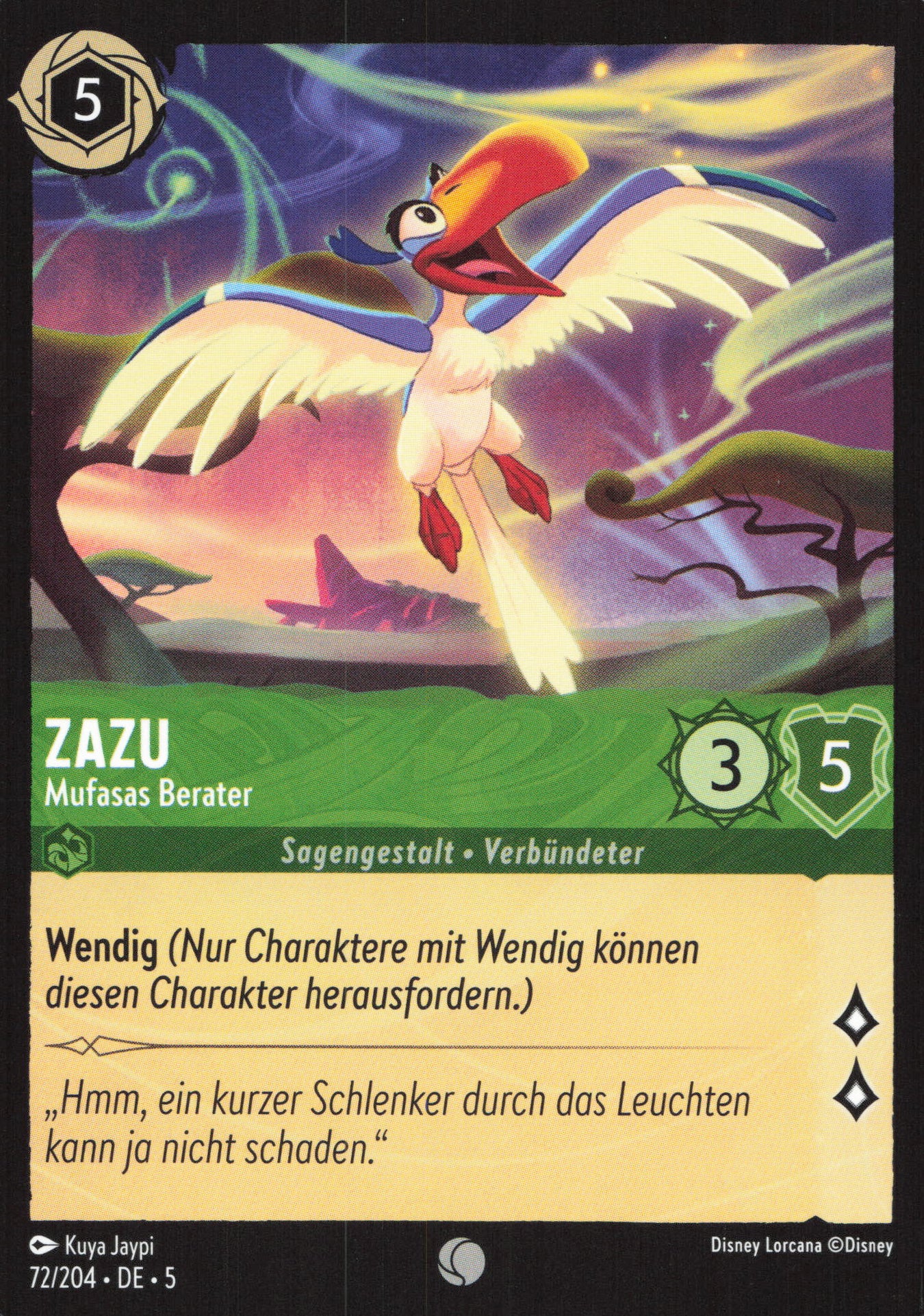 Alle Zazu Charakterkarten in Disney Lorcana