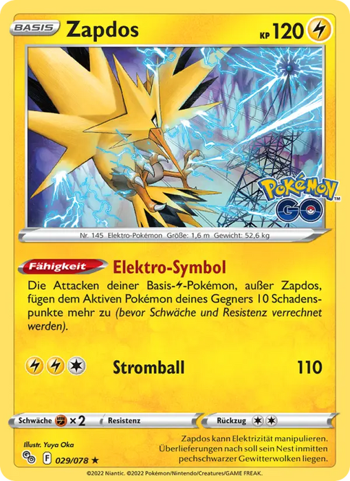 Zapdos PGO-029 Holo Rare Deutsch