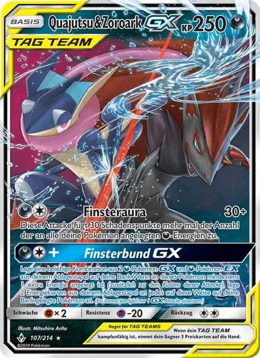 Quajutsu & Zoroark GX UNB-107 Ultra Rare Deutsch