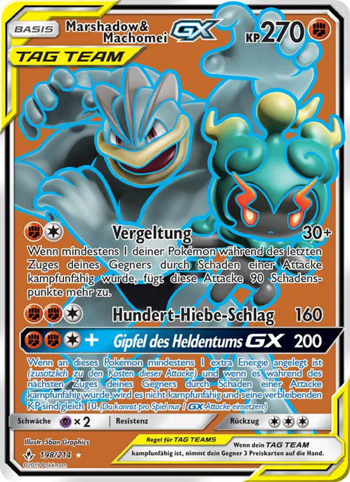 Marshadow & Machomei GX UNB-198 Ultra Rare Deutsch