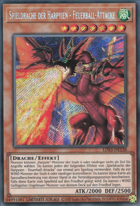Spieldrache der Harpyien - Feuerball-Attacke LDS3-DE138 Secret Rare
