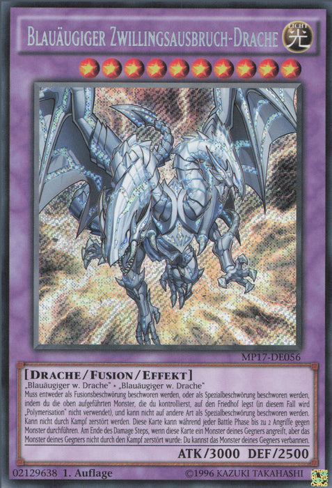 Blauäugiger Zwillingsausbruch-Drache MP17-DE056 Secret Rare