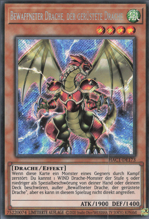 Bewaffneter Drache, der gerüstete Drache HAC1-DE173 Secret Rare
