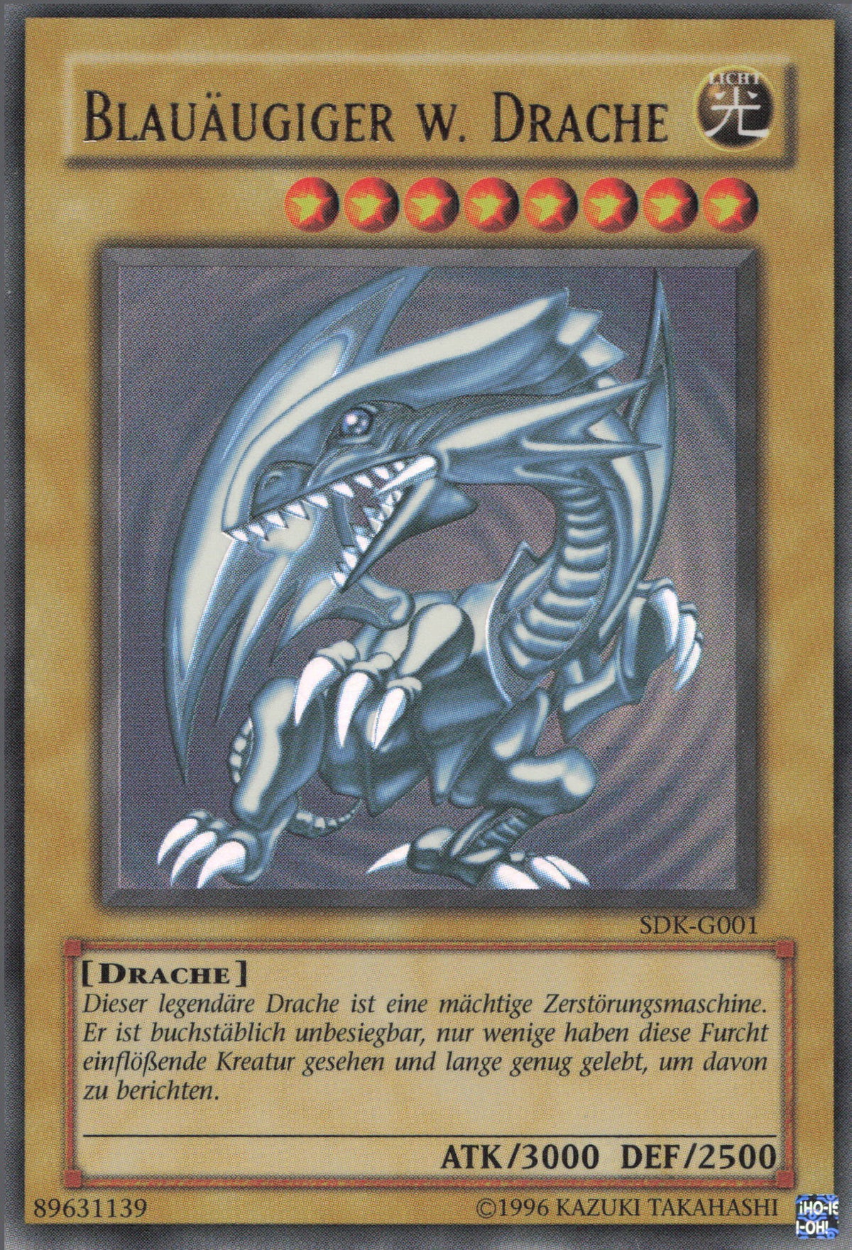 遊戯王OCG デュエルモンスターズ BLAUAUGIGER W. DRACHE Yugioh! Blauäugiger W Drache SDK 1E PSA 8,5 EGS Mint! Blue eyes
