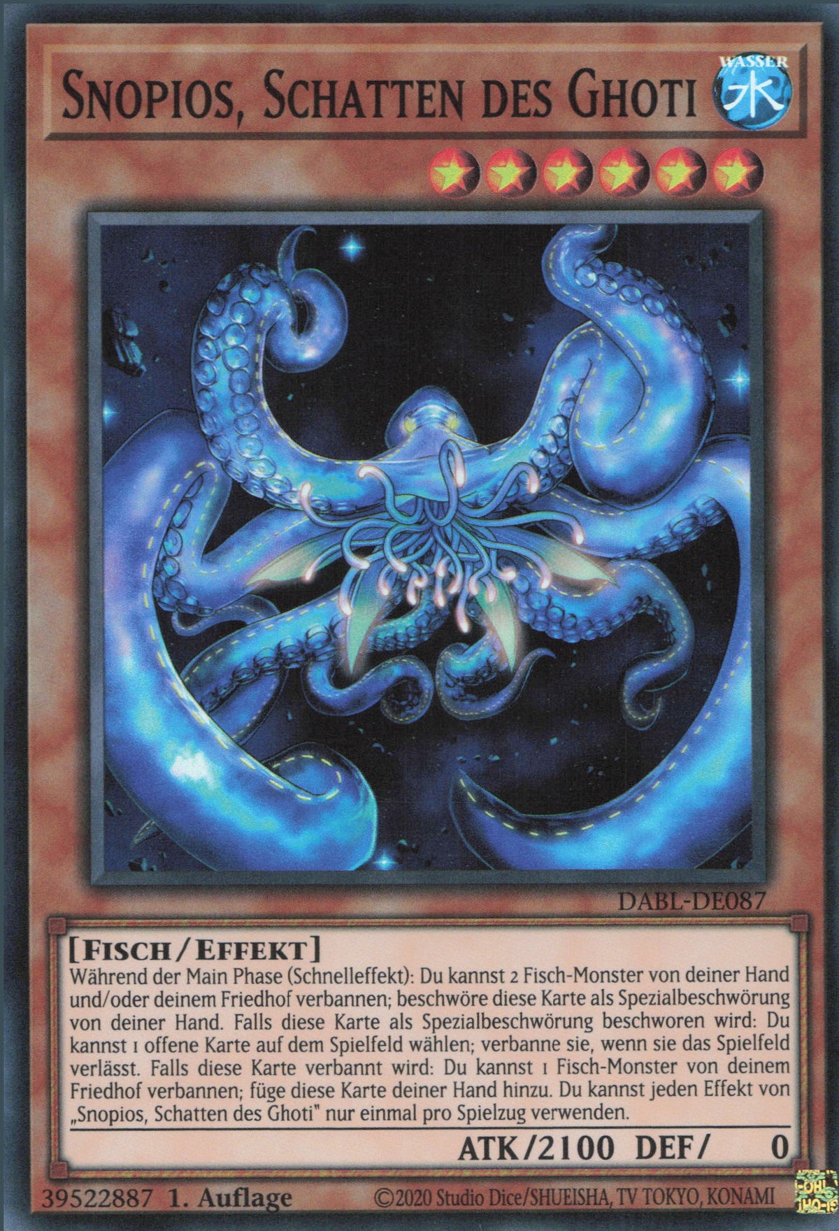 Yugioh Karte – Snopios, Schatten Des Ghoti (Super Rare, Deutsch, 1. Auflage) In Toploader
