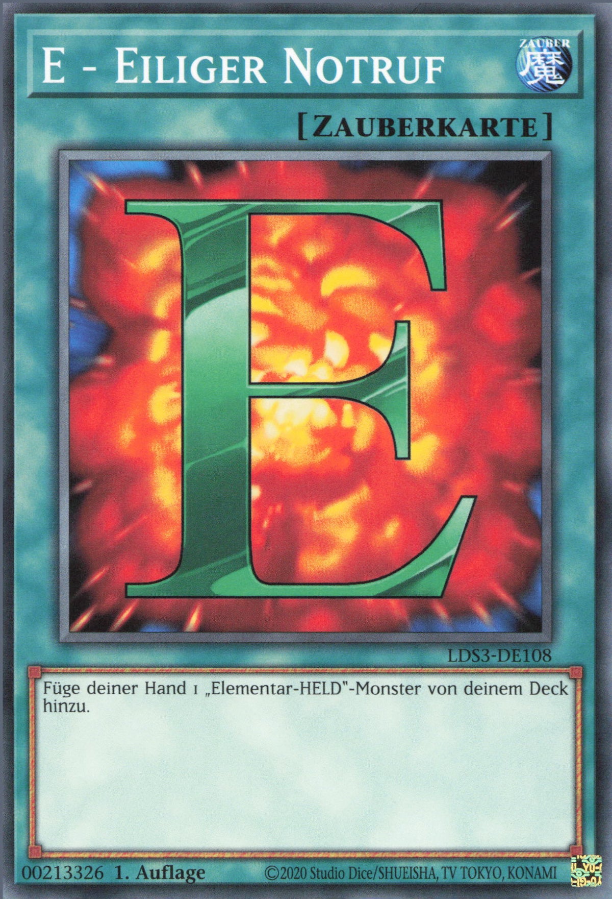 YU-GI-OH! Karte „E – Notruf“ – LDS3-EN108 Common, 1. Auflage – Aus Legendary Duelists: Season 3