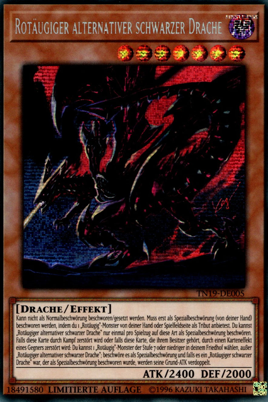 Rotäugiger alternativer schwarzer Drache TN19-DE005 Secret Rare ...