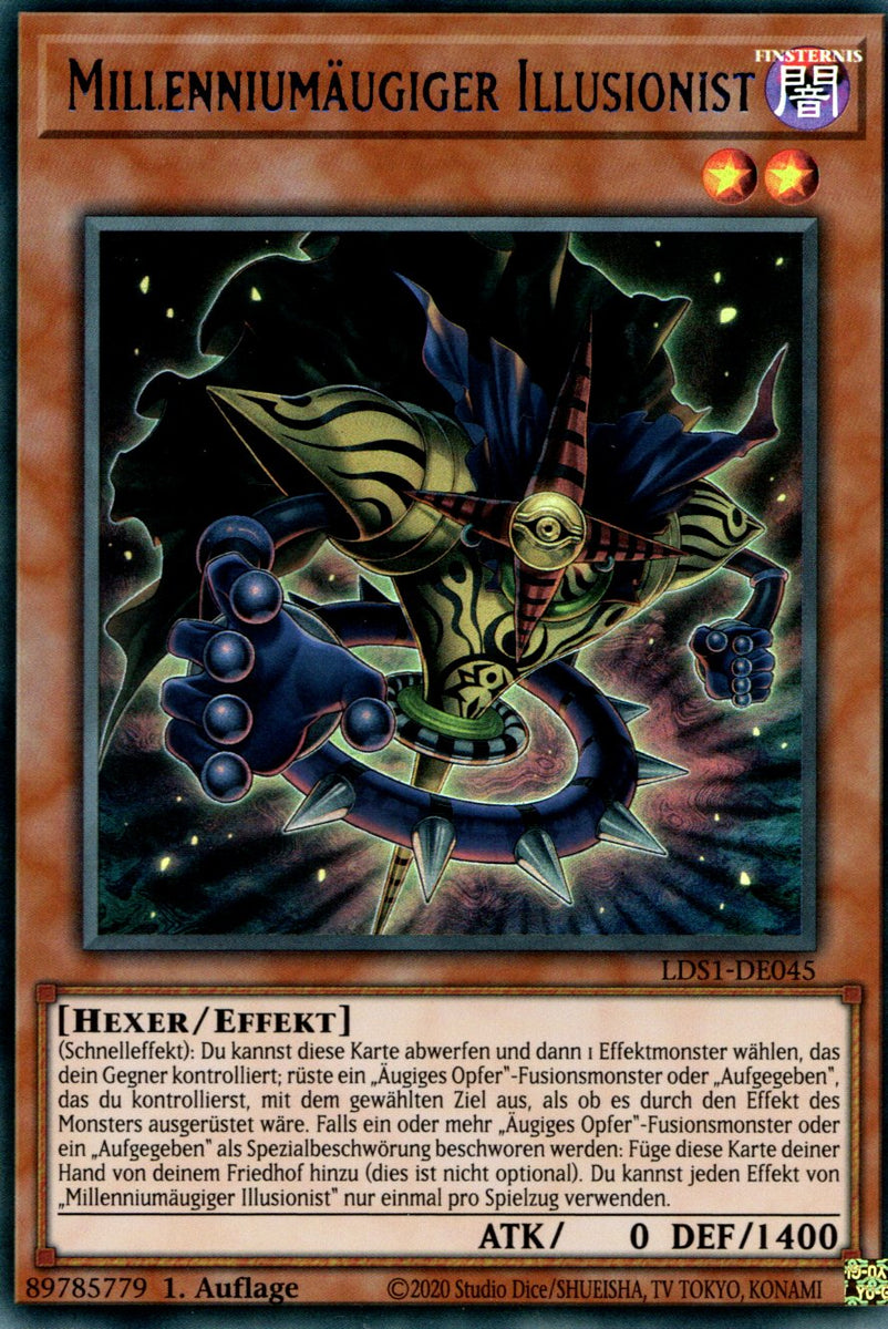 Millennium-Eyes Illusionist Yugioh Card - Blue Ultra Rare 1st Edition LDS1-EN045